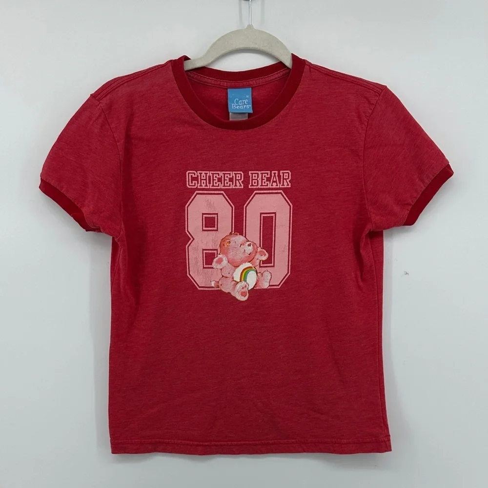 Care Bears Cheer Bear VTG Y2K Coquette Kidcore Retro Baby Tee Red T-Shirt SzS - Picture 1 of 13